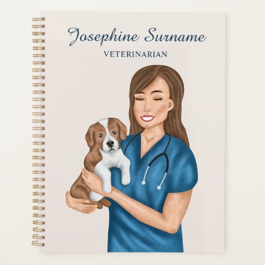 Dierenarts Dierenarts Dierenarts Meisje met Puppy Planner (Voorkant)