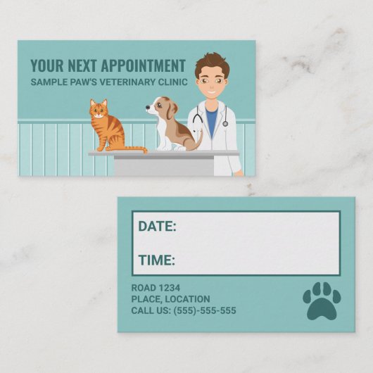 Dierenarts Dierenarts Man Cat Dog Custom Afsprakenkaartje (Voorkant / Achterkant)