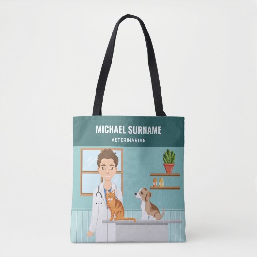 Dierenarts Dierenarts Man Custom Name Tote Bag (Voorkant)