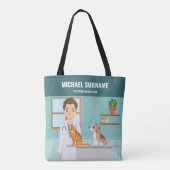 Dierenarts Dierenarts Man Custom Name Tote Bag (Achterkant)