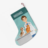 Dierenarts Dierenarts met kat en hond Kleine Kerstsok (Achterkant (Hangend))