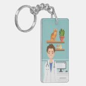 Dierenarts Dierenartsenpraktijk Man met Schattigee Sleutelhanger (Voorkant Links)