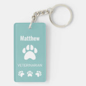 Dierenarts Dierenartsenpraktijk Man met Schattigee Sleutelhanger (achterkant)