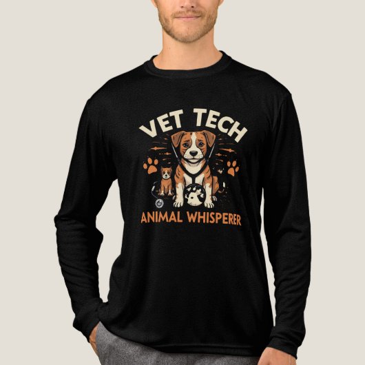 Dierenarts Dierenfluisteraar Schattigee Puppy Stet Tri-Blend Shirt (Voorkant volledig)