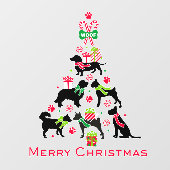 Dierenarts Dierenwinkel Hond Vrolijke Kerstboom Raamsticker (Vel)