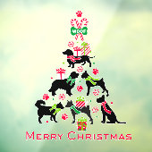 Dierenarts Dierenwinkel Hond Vrolijke Kerstboom Raamsticker (Vel 3)