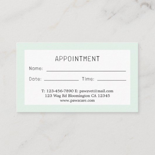 Dierenarts Dierenziekenhuis Aanwijzingsherinnering Afsprakenkaartje (Achterkant)