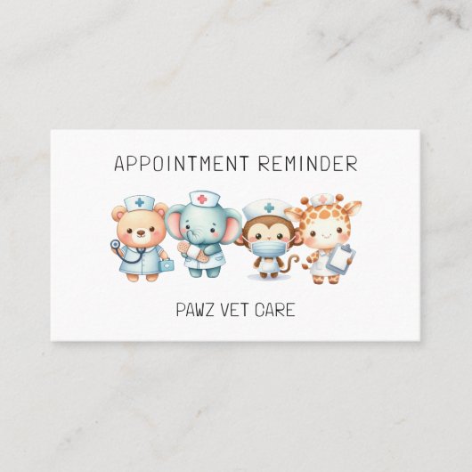 Dierenarts Dierenziekenhuis Aanwijzingsherinnering Afsprakenkaartje (Voorkant)