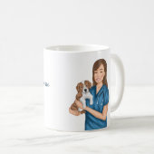 Dierenarts Dokter Dier Houdend Puppy Aangepaste Na Koffiemok (Voorkant rechts)