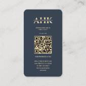 Dierenarts Donkerblauw Veterinair Monogram Modern Visitekaartje (Achterkant)