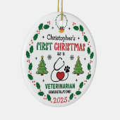 Dierenarts Eerste Kerst Gepersonaliseerd Ornament (Rechts)