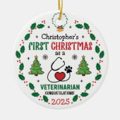Dierenarts Eerste Kerst Gepersonaliseerd Ornament (Voorkant)
