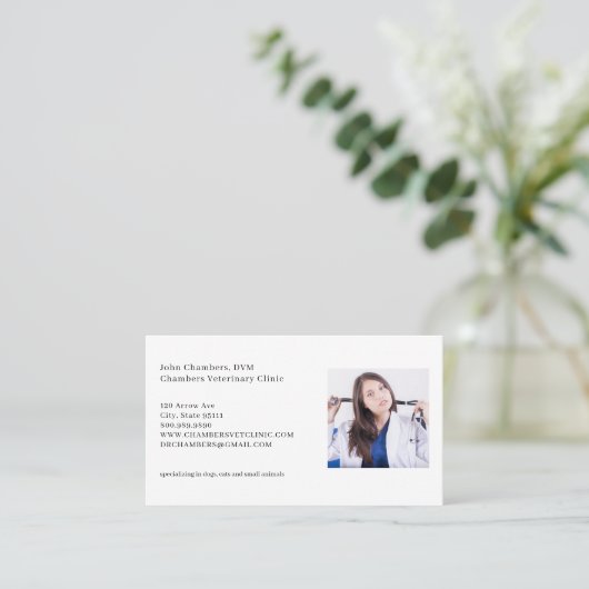 Dierenarts Foto Bedrijf & Afspraak Herinnering Visitekaartje (Staand voorkant)