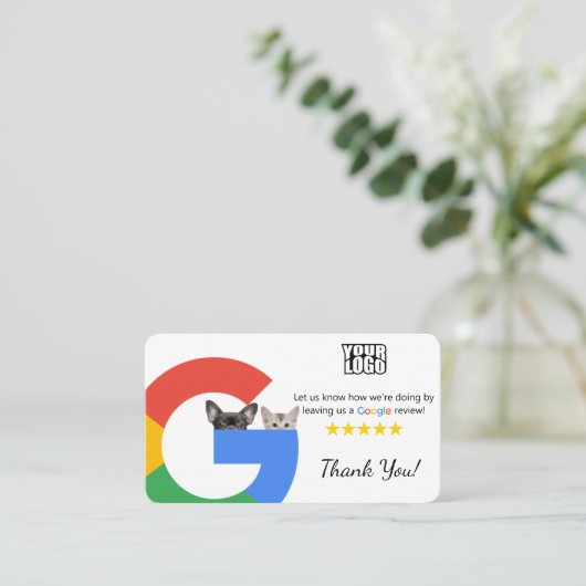 Dierenarts Google Review Sjabloon met QR-code Visitekaartje (Staand voorkant)