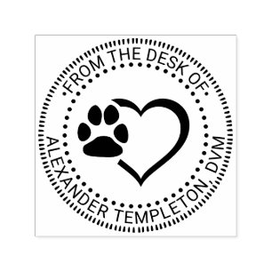 Dierenarts Hart Pootafdruk Van de tafel van Naam Zelfinktende Stempel