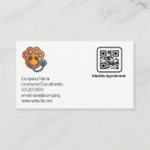 Dierenarts houdt hond vast visitekaartje (Achterkant)