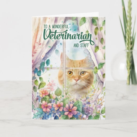 Dierenarts Kat In Een Lente Botanicals Bedankkaart (Voorkant)