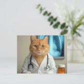 Dierenarts Kat Met Stethoscoop Briefkaart (Staand voorkant)