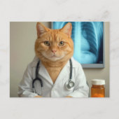 Dierenarts Kat Met Stethoscoop Briefkaart (Voorkant)