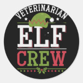 Dierenarts Kerst Elf Veterinaire Technicus Ronde Sticker (Voorkant)