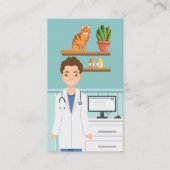 Dierenarts Man Dierenartsenpraktijk met kattenarts Visitekaartje (Voorkant)