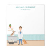 Dierenarts Man Dierenkliniek Met Huisdier Kat En H Notitieblok (Voorkant)