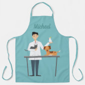 Dierenarts Man Met Dieren & Aangepaste Naam Schort (Voorkant)