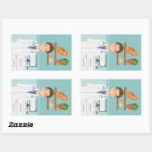 Dierenarts Man Vet Guy Het dragen van Lab Coat Met Rechthoekige Sticker (Vel)