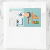 Dierenarts Man Vet Guy Het dragen van Lab Coat Met Rechthoekige Sticker (Tas)