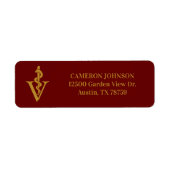 Dierenarts Maroon Gold Caduceus Retouradres Etiket (Voorkant)