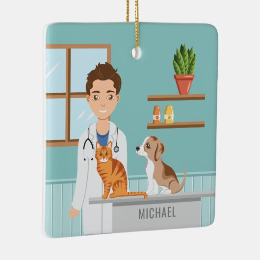 Dierenarts Medisch Man Dierenarts Keramisch Ornament (Rechts)