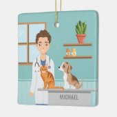 Dierenarts Medisch Man Dierenarts Keramisch Ornament (Links)