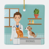 Dierenarts Medisch Man Dierenarts Keramisch Ornament (Achterkant)