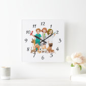 Dierenarts Mensen Achtergrond Vierkante Klok (Huis)