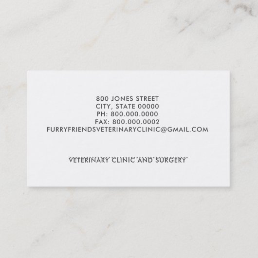 Dierenarts of dierenkliniek Visitekaartjes (Achterkant)