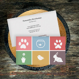 Dierenarts of Pet Services met gekleurde vierkante Visitekaartje
