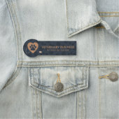 Dierenarts Paws Hart Stethoscoop Huisdier Navy Naamplaatje (In situ)