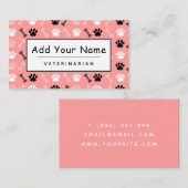 Dierenarts Schattige Paw Bone  Pattern Vet Visitekaartje (Voorkant / Achterkant)