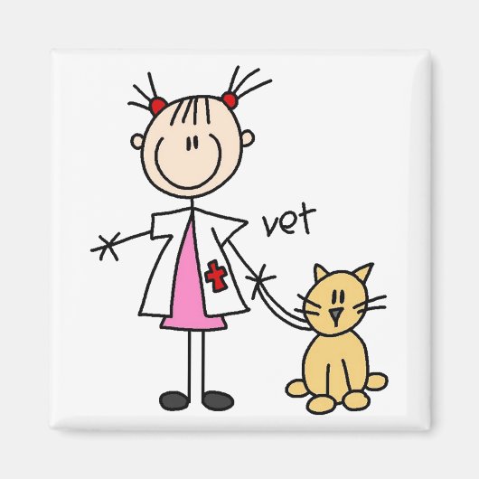 Dierenarts Stick Figure Magneet (Voorkant)