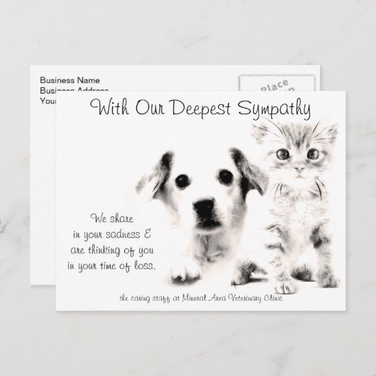 Dierenarts Sympathie Kaart Puppy en Kitten (Voorkant / Achterkant)