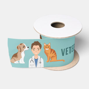 Dierenarts Vet Dierenarts Met Hond En Kat Satijnen Lint