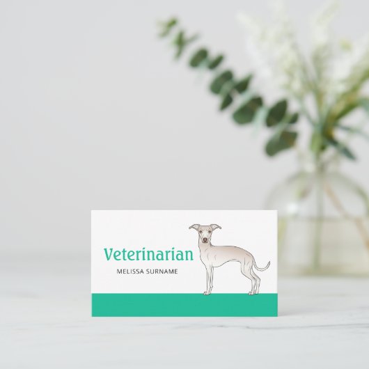 Dierenarts Vet Tech Cream Italiaanse windhond Visitekaartje (Staand voorkant)