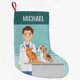 Dierenarts Veterinair Dierenarts Met Kat En Hond Kleine Kerstsok