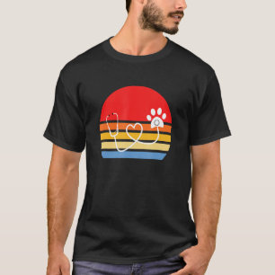 Dierenarts Veterinair Retro Stijl Stethoscoop Poot T-shirt