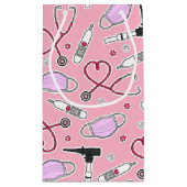 Dierenarts/veterinair technicus patroonroze klein cadeauzakje (Achterkant)