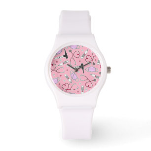 Dierenarts Veterinaire Technicus Patroon Roze Horloge