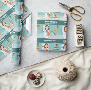Dierenarts Vrouw Dierenarts Verjaardag Custom Cadeaupapier