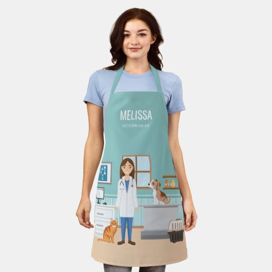 Dierenarts Vrouw Dierenartsenpraktijk Kat en Hond  Schort (Gedragen)