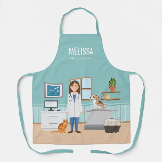 Dierenarts Vrouw Dierenartsenpraktijk Kat en Hond  Schort (Voorkant)
