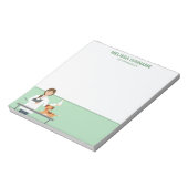 Dierenarts Vrouw Met Dieren & Aangepaste Tekst Notitieblok (Linkerzijde)